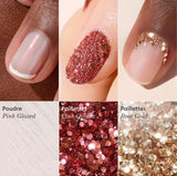 Trios de paillettes et poudres à effets - White Glazed + Pink Glazed + Golden Glazed