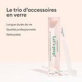 Trio Accessoires en verre pour ongles - Lime à ongles + Polissoir + Pousse-cuticules en verre